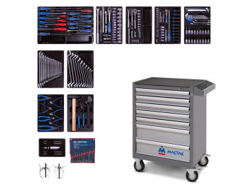 KING TONY Набор инструментов в серой тележке, 204 пр. 934-100AMG